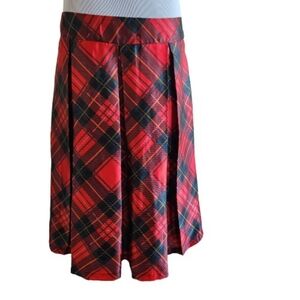 Truly 4 You Red Retro Plaid Box Pleated Skirt